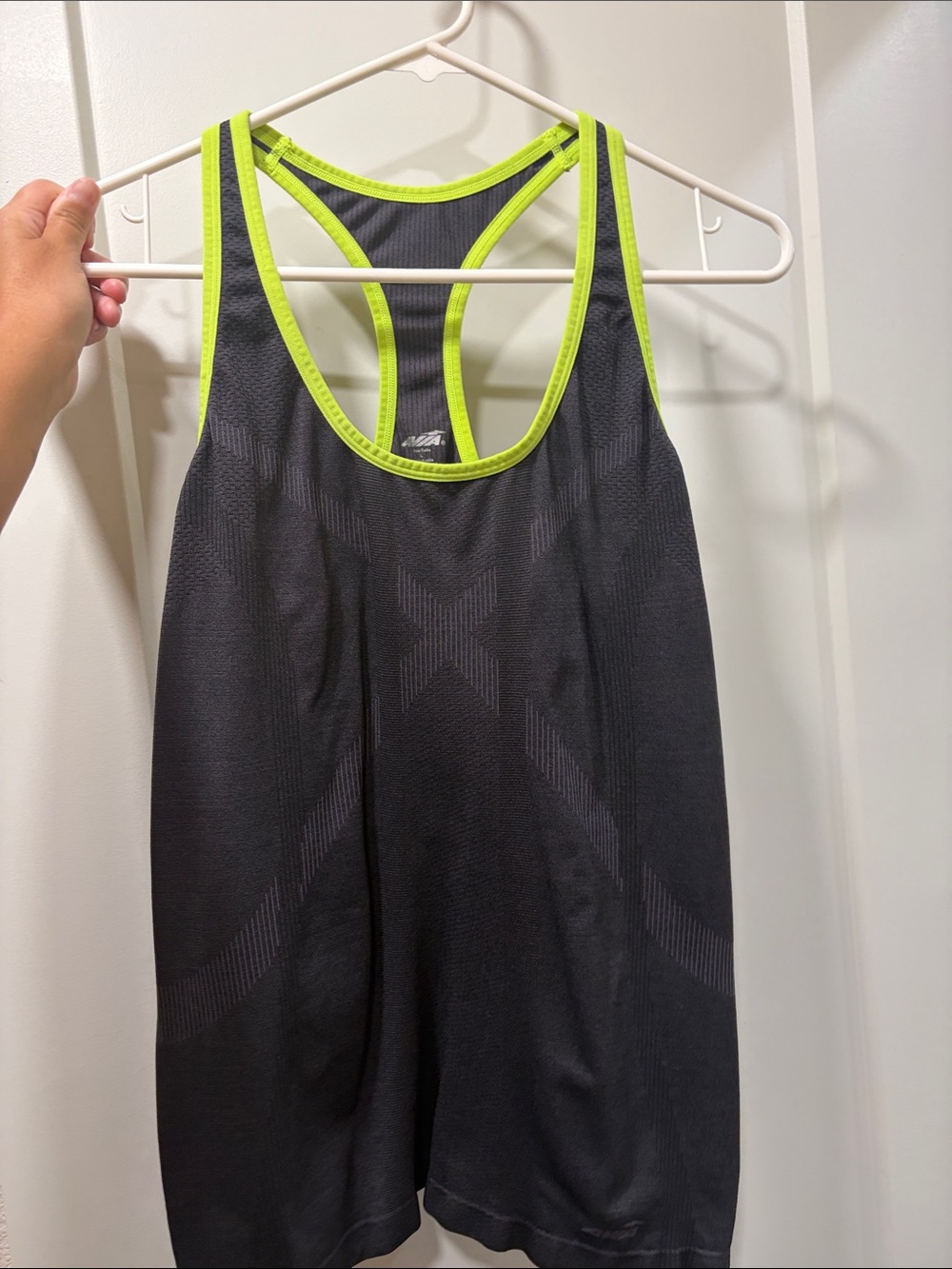 Avia Black Racerback Tank with Neon Yellow-Green Trim